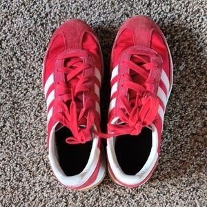 Adidas Women's Red and White Sneakers Size 7